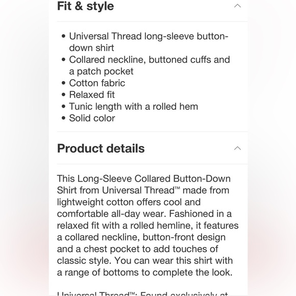 Women's Long Sleeve Collared Button-Down Shirt - Universal Thread™ Pink new - Picture 5 of 5